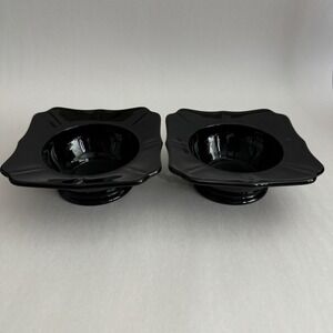 Vintage Black Amethyst Glass Square Bowls Small Relish Nut 4.5"